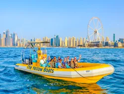 Yellow Boats Dubai Guided Speedboat Tour with Kids Go Free Offer